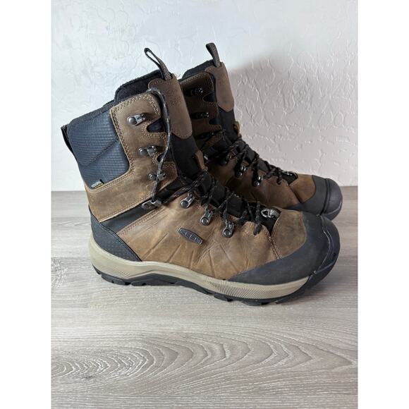 Keen Revel Men's Brown Leather and Black Tall Boots Size 11.5 EU 45- EUC - Picture 1 of 8